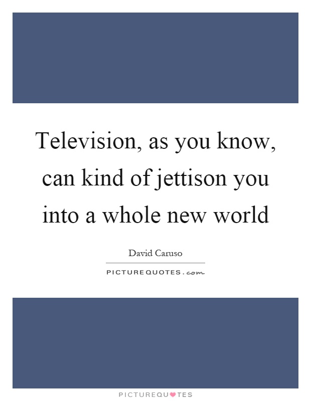 Television, as you know, can kind of jettison you into a whole new world Picture Quote #1