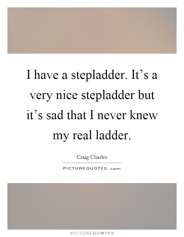 I have a stepladder. It's a very nice stepladder but it's sad that I never knew my real ladder Picture Quote #1
