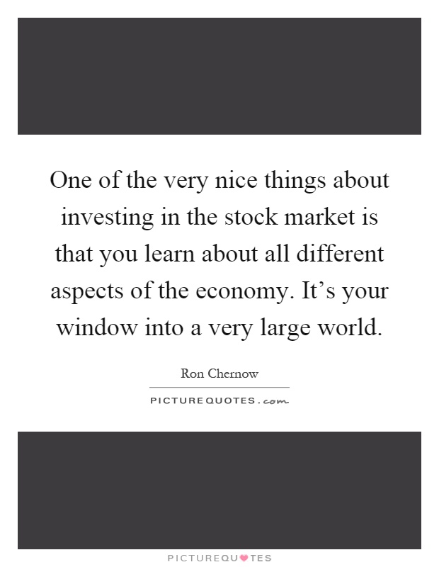 One of the very nice things about investing in the stock market is that you learn about all different aspects of the economy. It's your window into a very large world Picture Quote #1