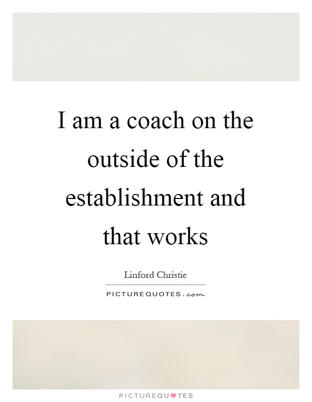I am a coach on the outside of the establishment and that works Picture Quote #1