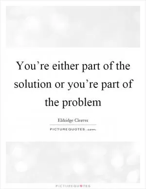 You’re either part of the solution or you’re part of the problem Picture Quote #1