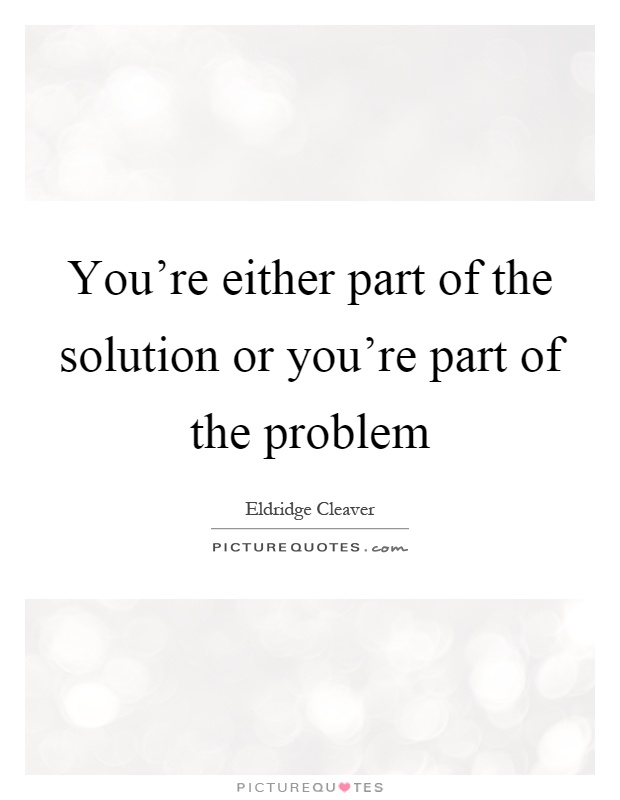 You're either part of the solution or you're part of the problem Picture Quote #1