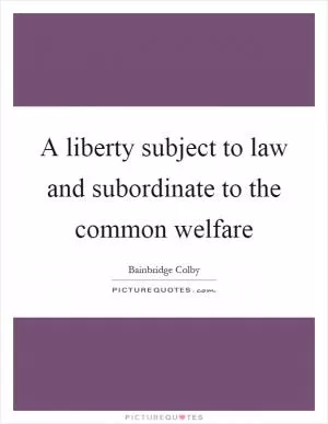 A liberty subject to law and subordinate to the common welfare Picture Quote #1