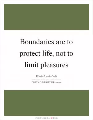 Boundaries are to protect life, not to limit pleasures Picture Quote #1