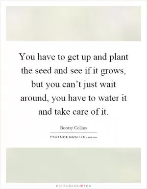 You have to get up and plant the seed and see if it grows, but you can’t just wait around, you have to water it and take care of it Picture Quote #1