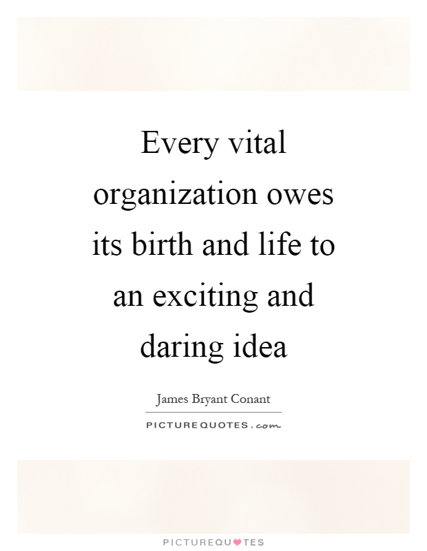 Every vital organization owes its birth and life to an exciting and daring idea Picture Quote #1