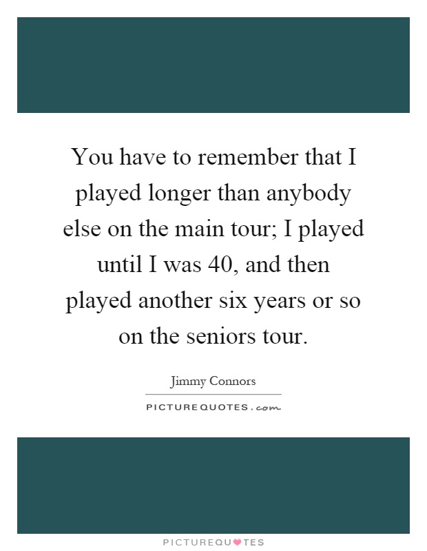 You have to remember that I played longer than anybody else on the main tour; I played until I was 40, and then played another six years or so on the seniors tour Picture Quote #1