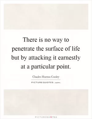 There is no way to penetrate the surface of life but by attacking it earnestly at a particular point Picture Quote #1