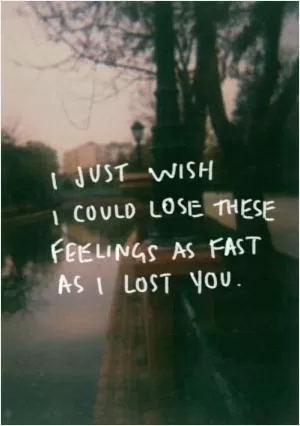 I just wish I could lose these feelings as fast as I lost you Picture Quote #1