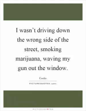 I wasn’t driving down the wrong side of the street, smoking marijuana, waving my gun out the window Picture Quote #1