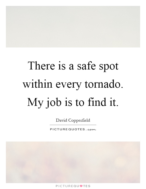 There is a safe spot within every tornado. My job is to find it Picture Quote #1