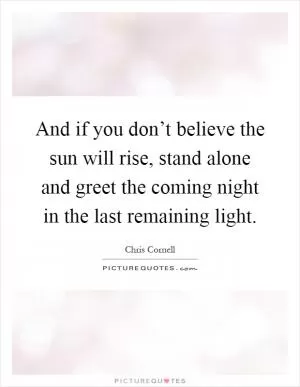 And if you don’t believe the sun will rise, stand alone and greet the coming night in the last remaining light Picture Quote #1