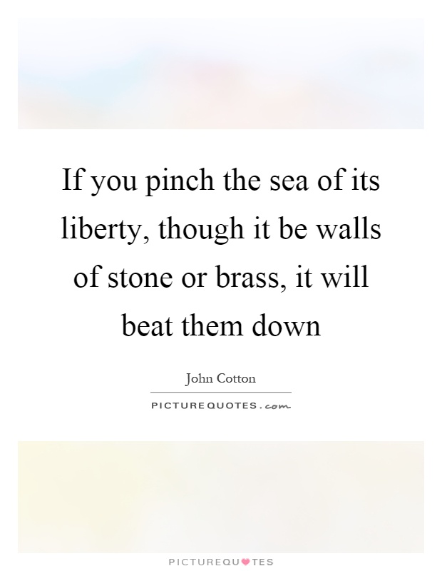 If you pinch the sea of its liberty, though it be walls of stone or brass, it will beat them down Picture Quote #1