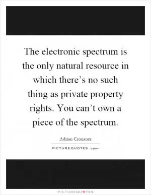 The electronic spectrum is the only natural resource in which there’s no such thing as private property rights. You can’t own a piece of the spectrum Picture Quote #1