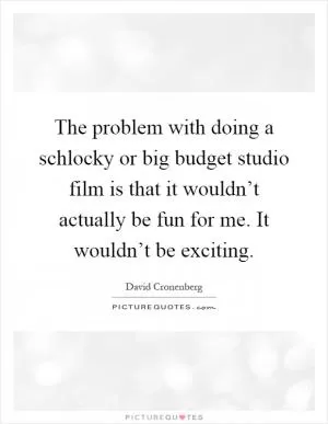 The problem with doing a schlocky or big budget studio film is that it wouldn’t actually be fun for me. It wouldn’t be exciting Picture Quote #1