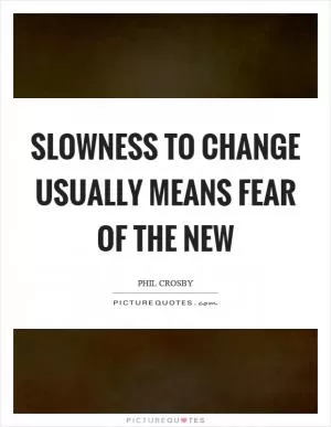 Slowness to change usually means fear of the new Picture Quote #1