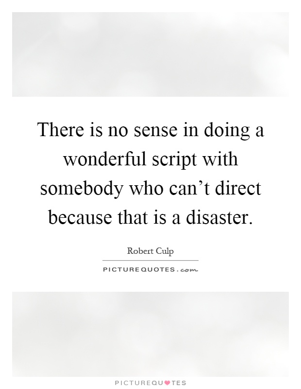 There is no sense in doing a wonderful script with somebody who can't direct because that is a disaster Picture Quote #1