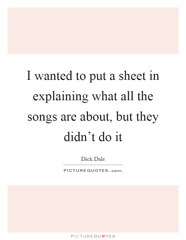 I wanted to put a sheet in explaining what all the songs are about, but they didn't do it Picture Quote #1