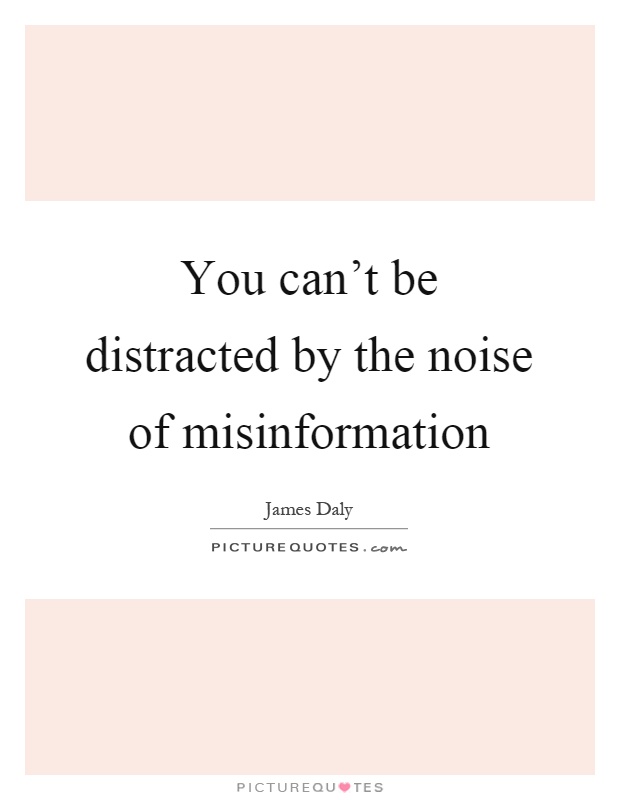 You can't be distracted by the noise of misinformation Picture Quote #1