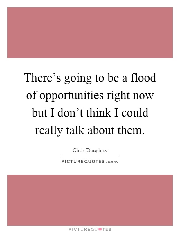 There's going to be a flood of opportunities right now but I don't think I could really talk about them Picture Quote #1
