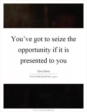 You’ve got to seize the opportunity if it is presented to you Picture Quote #1