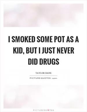 I smoked some pot as a kid, but I just never did drugs Picture Quote #1