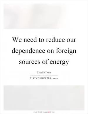 We need to reduce our dependence on foreign sources of energy Picture Quote #1