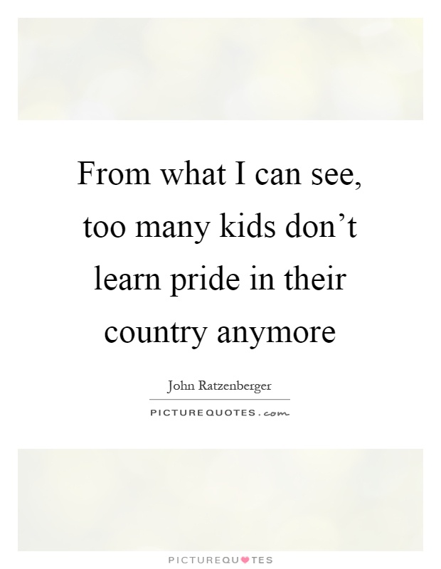 From what I can see, too many kids don't learn pride in their country anymore Picture Quote #1