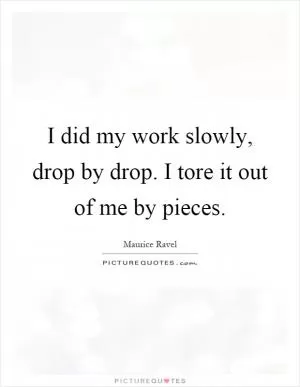 I did my work slowly, drop by drop. I tore it out of me by pieces Picture Quote #1