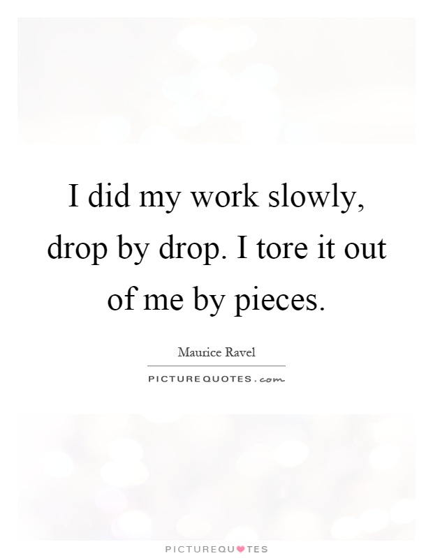 I did my work slowly, drop by drop. I tore it out of me by pieces Picture Quote #1