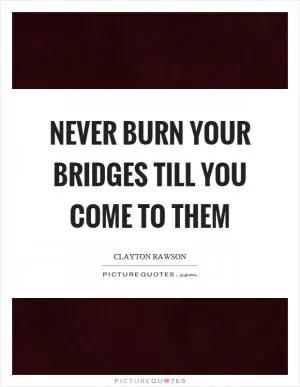 Never burn your bridges till you come to them Picture Quote #1