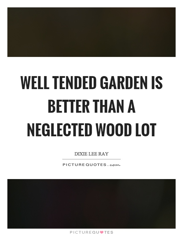 Well tended garden is better than a neglected wood lot Picture Quote #1