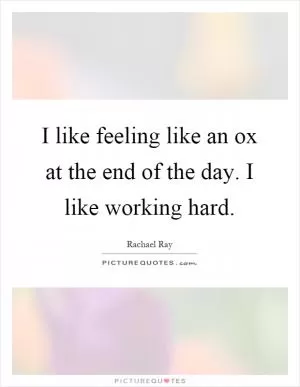 I like feeling like an ox at the end of the day. I like working hard Picture Quote #1