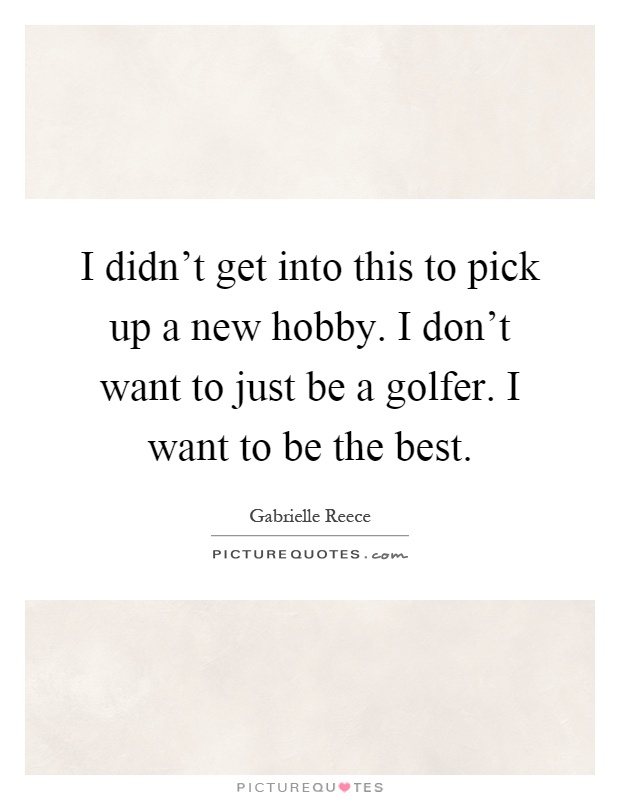 I didn't get into this to pick up a new hobby. I don't want to just be a golfer. I want to be the best Picture Quote #1