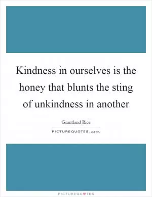 Kindness in ourselves is the honey that blunts the sting of unkindness in another Picture Quote #1