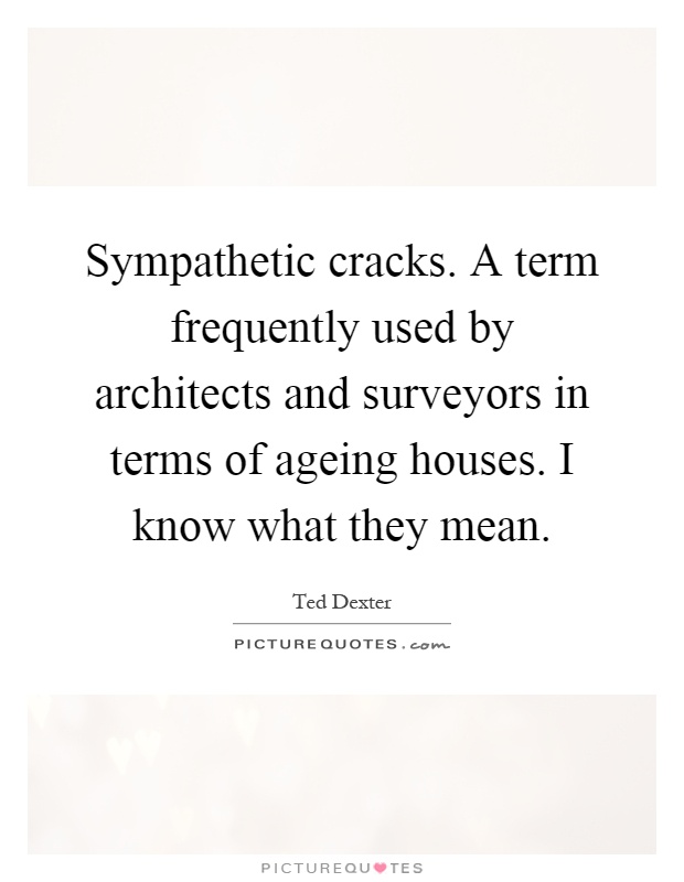 Sympathetic cracks. A term frequently used by architects and surveyors in terms of ageing houses. I know what they mean Picture Quote #1