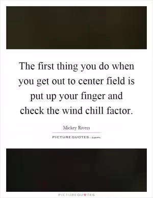 The first thing you do when you get out to center field is put up your finger and check the wind chill factor Picture Quote #1
