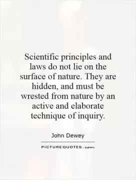 Scientific principles and laws do not lie on the surface of nature. They are hidden, and must be wrested from nature by an active and elaborate technique of inquiry Picture Quote #1