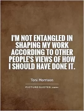 I'm not entangled in shaping my work according to other people's views of how I should have done it Picture Quote #1