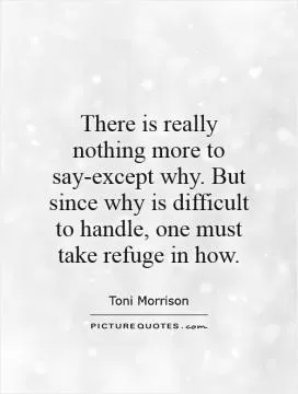 There is really nothing more to say-except why. But since why is difficult to handle, one must take refuge in how Picture Quote #1