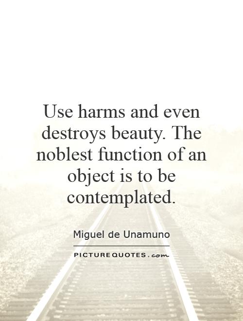 Use harms and even destroys beauty. The noblest function of an object is to be contemplated Picture Quote #1