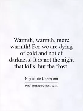 Warmth, warmth, more warmth! For we are dying of cold and not of darkness. It is not the night that kills, but the frost Picture Quote #1