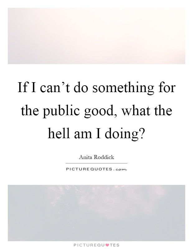 If I can't do something for the public good, what the hell am I doing? Picture Quote #1