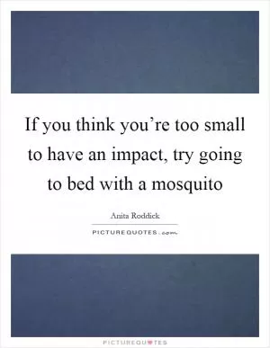 If you think you’re too small to have an impact, try going to bed with a mosquito Picture Quote #1