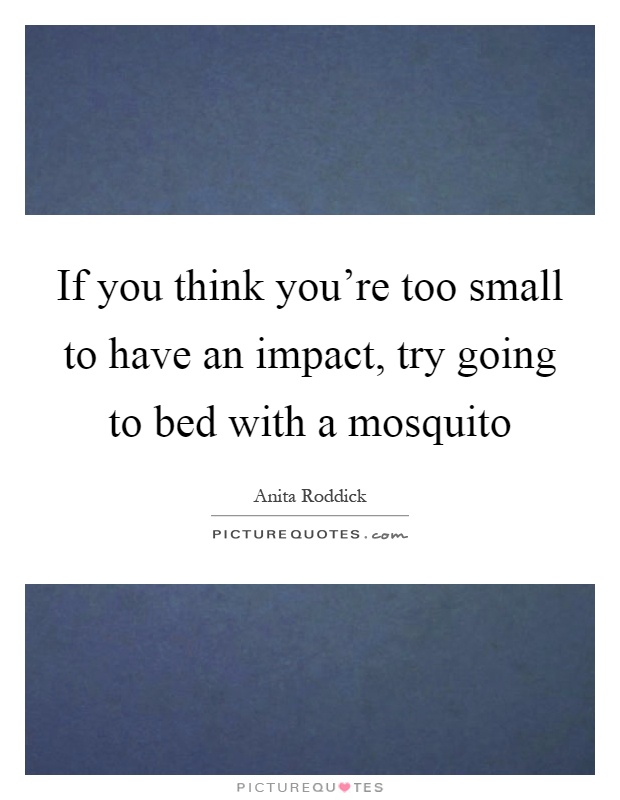 If you think you're too small to have an impact, try going to bed with a mosquito Picture Quote #1