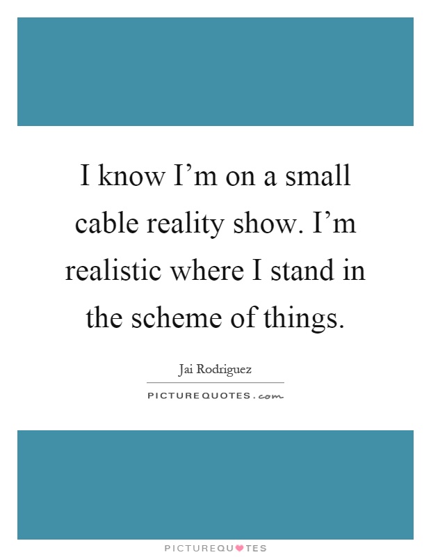 I know I'm on a small cable reality show. I'm realistic where I stand in the scheme of things Picture Quote #1