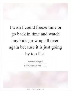 I wish I could freeze time or go back in time and watch my kids grow up all over again because it is just going by too fast Picture Quote #1