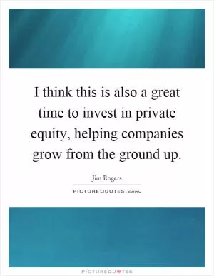 I think this is also a great time to invest in private equity, helping companies grow from the ground up Picture Quote #1