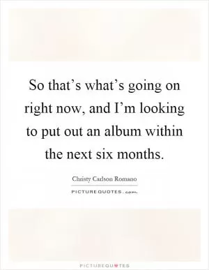 So that’s what’s going on right now, and I’m looking to put out an album within the next six months Picture Quote #1