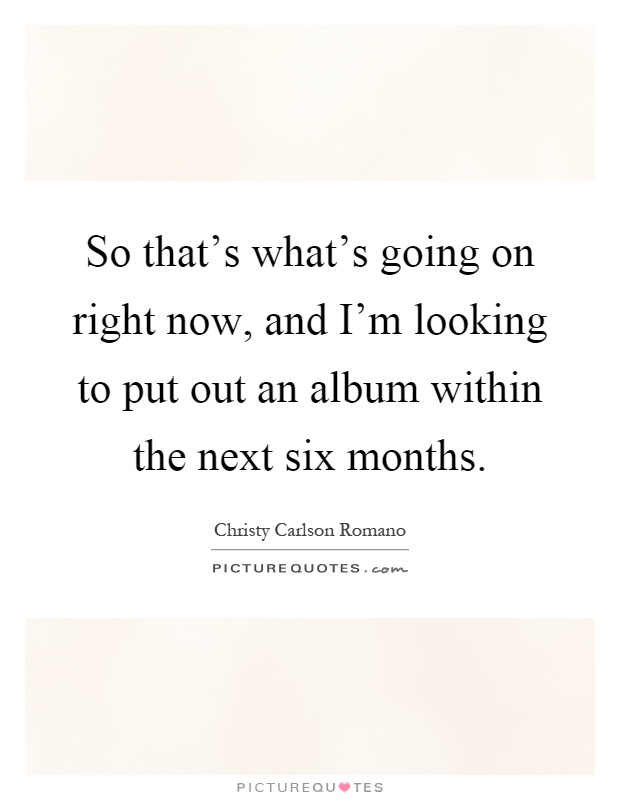 So that's what's going on right now, and I'm looking to put out an album within the next six months Picture Quote #1